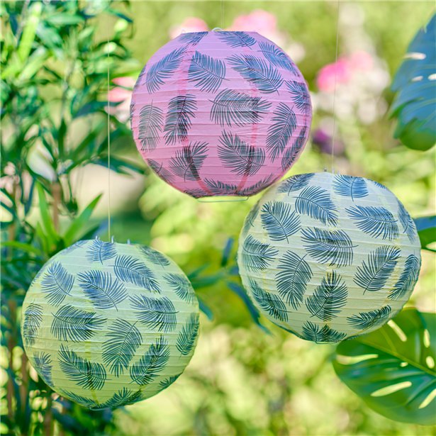 Tiki Tropics Paper Lanterns with Tassels (3pk)
