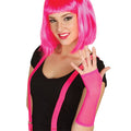 Long Pink Neon Fishnet Gloves