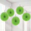 Lime Green Paper Fan Decorations - 15cm (5pk)