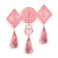 Blush Hen Party Honeycomb Tassel Decorations (3pk)
