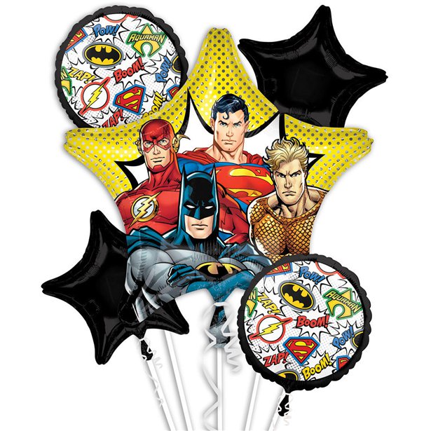 Justice League Balloon Bouquet - Assorted Foils (5pk)
