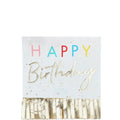 Mix It Up Happy Birthday Gold Fringe Paper Napkins - 33cm (16pk)