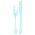 Baby Blue Reusable Plastic Cutlery Set (24pk)