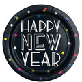 Neon Dots New Year Paper Plates - 23cm (8pk)