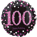 Happy 100th Birthday Pink Holographic Foil Balloon - 18"