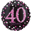 Happy 40th Birthday Pink Holographic Foil Balloon - 18"