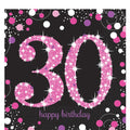 Pink Happy 30th Birthday Paper Napkins - 33cm (16pk)