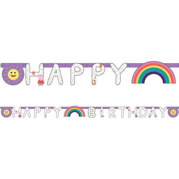 Peppa Pig 'Happy Birthday' Paper Letter Banner - 2.1m x 13cm