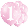 1st Birthday Pink Latex Balloons - 12" (5pk)