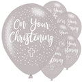 Christening Silver Latex Balloons - 11" (6pk)