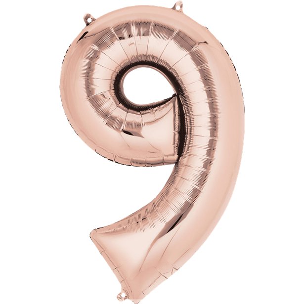 Rose Goid Foil Number Balloons - 16" Air Fill