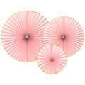 Pastel Pink & Gold Paper Fans (3pk)