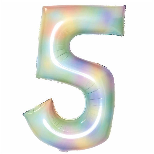 Pastel Rainbow Foil Number Balloons - 34"