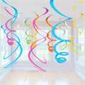 Multicoloured Hanging Swirls Decoration - 55cm (12pk)