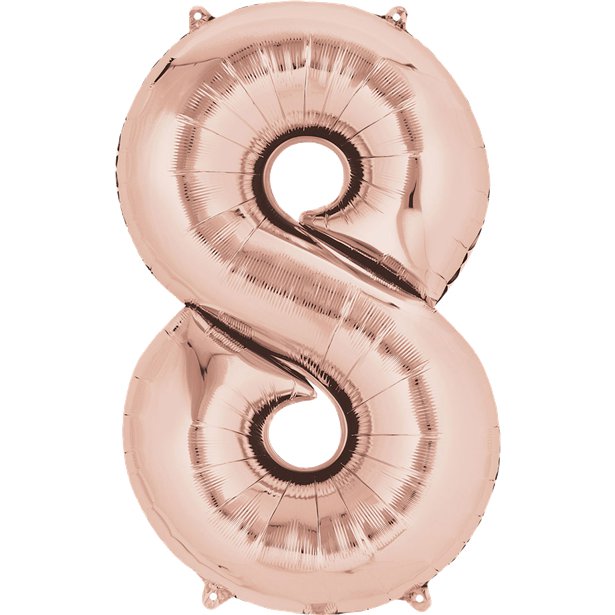 Rose Goid Foil Number Balloons - 16" Air Fill