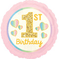 1st Birthday Pink & Gold Balloon - 18" Foil
