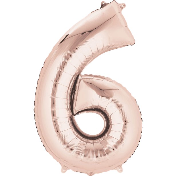 Rose Goid Foil Number Balloons - 16" Air Fill