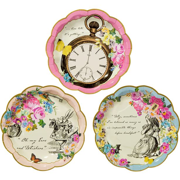 Alice in Wonderland Plates - 17cm (12pk)