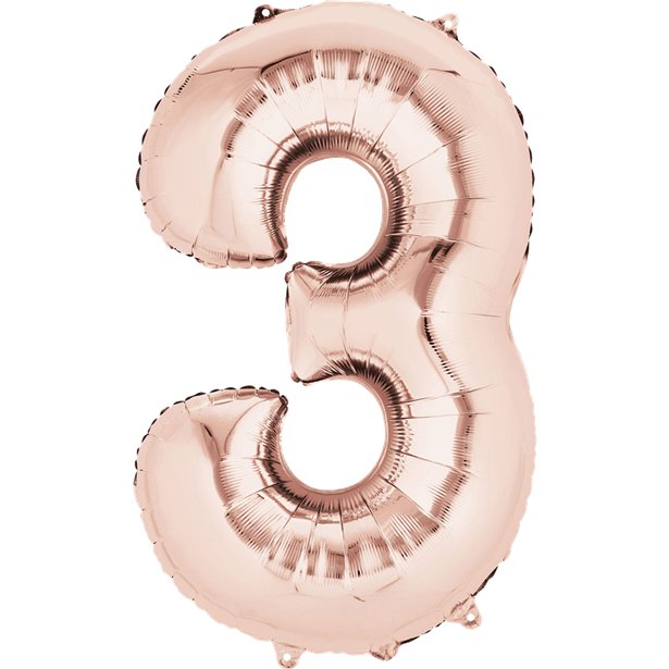 Rose Goid Foil Number Balloons - 16" Air Fill
