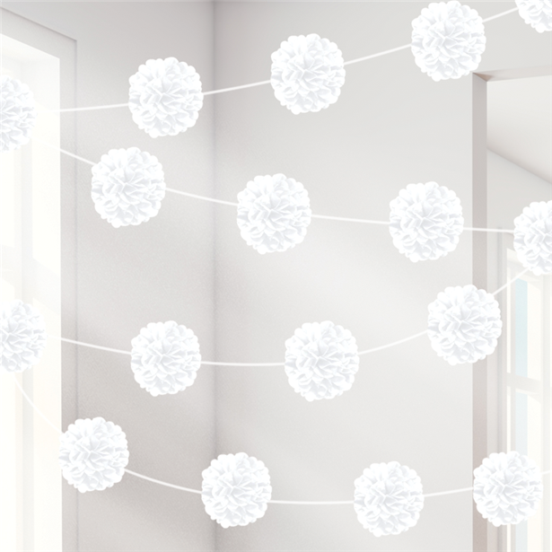 White Pom Pom Garland - 3.7m (2pk)