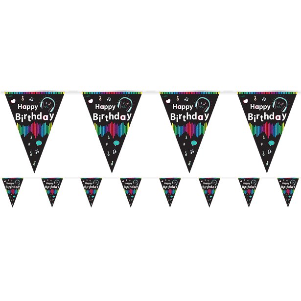 Holographic Music Happy Birthday Bunting - 3.9m