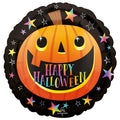 Smiley Pumpkin 'Happy Halloween' Balloon - 18" Foil