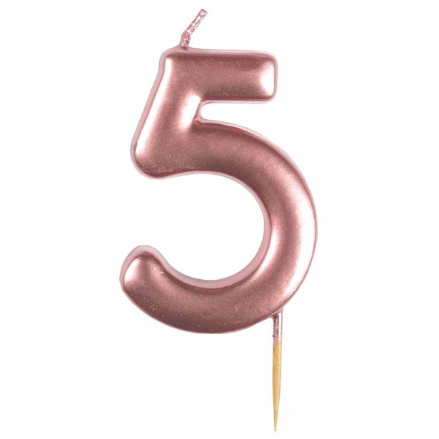 Number 5 Rose Gold Candle