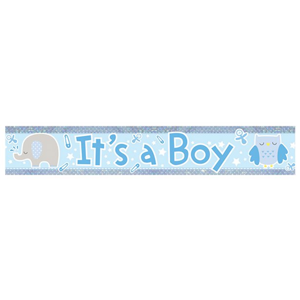 Blue 'It's a Boy' Holographic Foil Banner - 2.7m