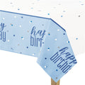 Blue 'Happy Birthday' Plastic Table Cover - 1.37m x 2.1m