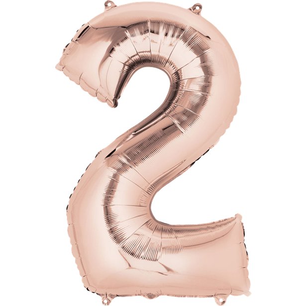 Rose Goid Foil Number Balloons - 16" Air Fill