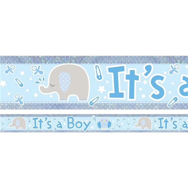 Blue 'It's a Boy' Holographic Foil Banner - 2.7m