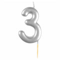 Number 3 Silver Candle