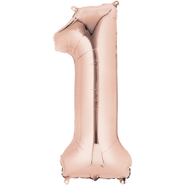 Rose Goid Foil Number Balloons - 16" Air Fill