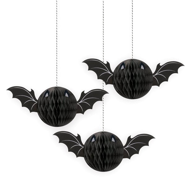 Bat Honeycomb Hanging Decoration - 20cm (3pk)