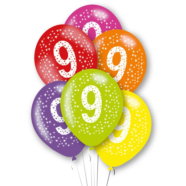 Age 9 Latex Balloons - 11" (6pk)