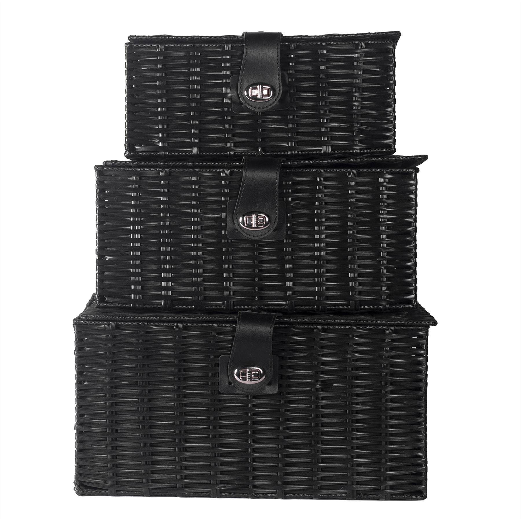 Resin Woven Storage Baskets - Set of 3 Black | M&W