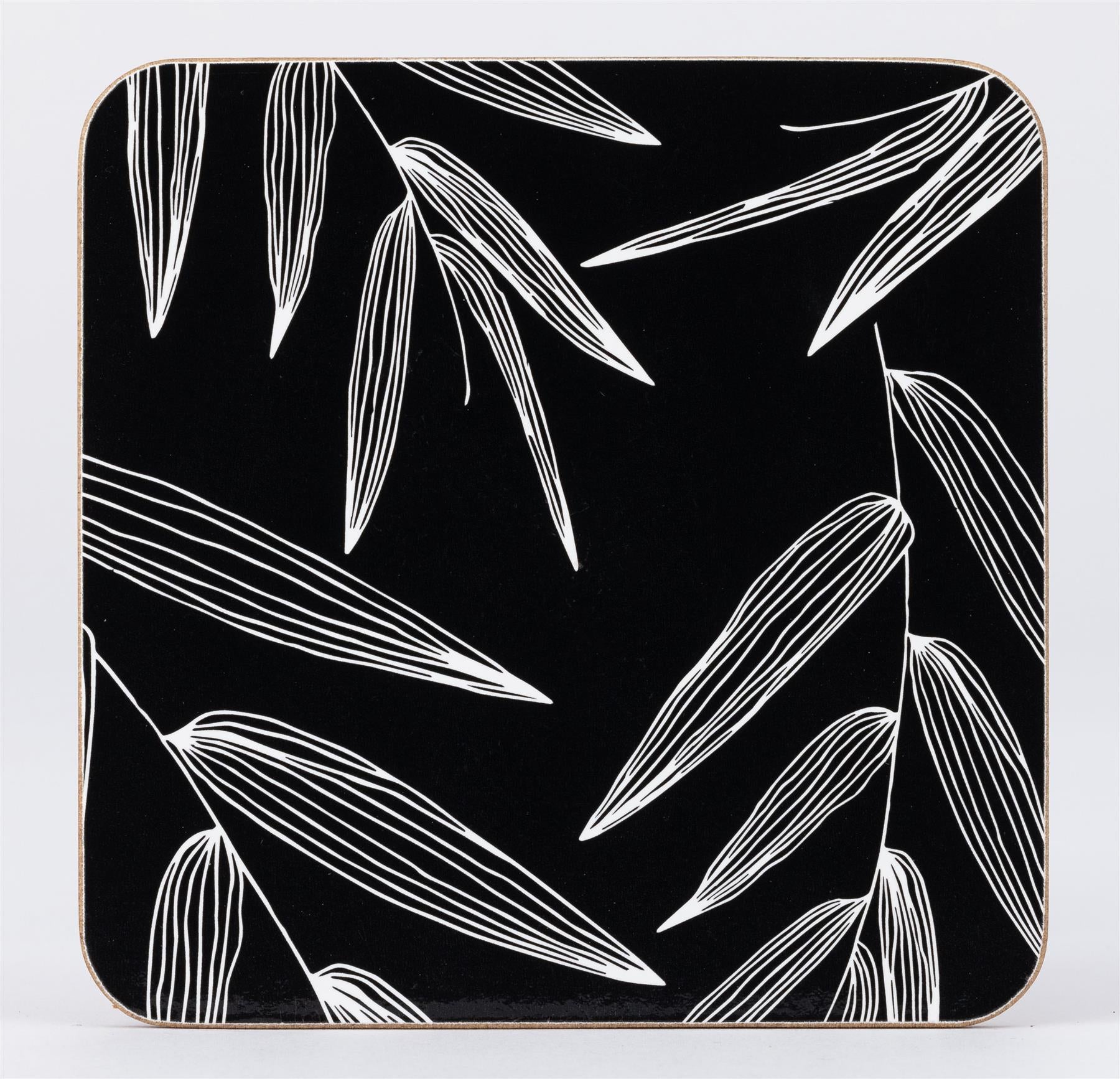 Black and White Leaf Set Of 4 Coasters