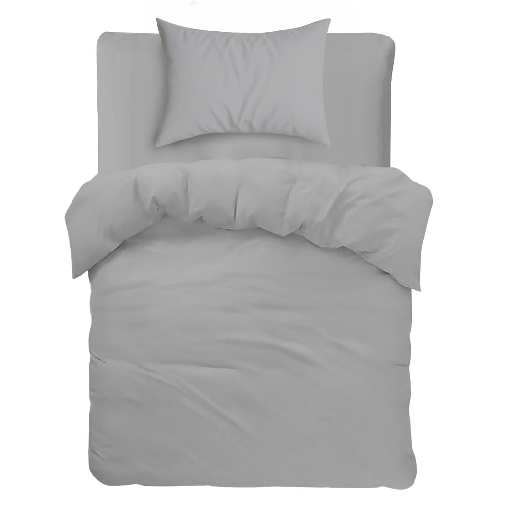 Maison & White Duvet Set with Button Fastening (Light Grey, Single)