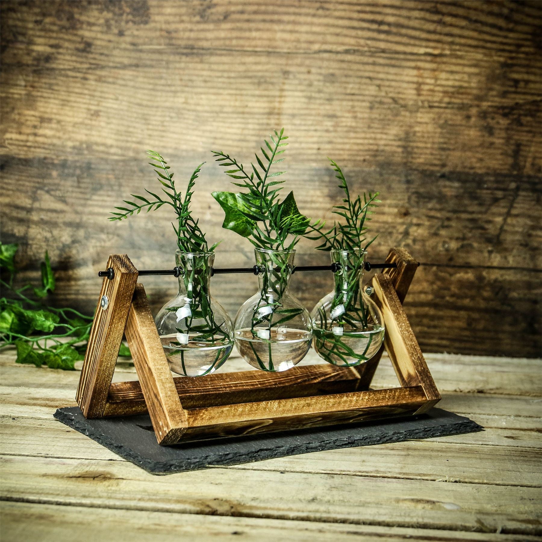 Bulb Vases with Wooden Stand | M&W