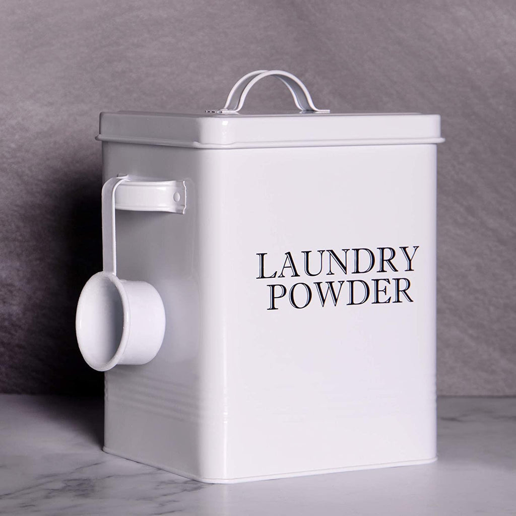 Laundry Powder Storage Tin with Scoop White | M&W	
