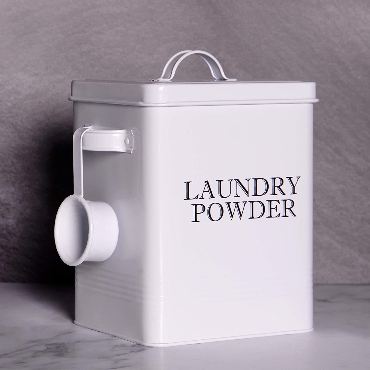 Laundry Powder Storage Tin with Scoop White | M&W	