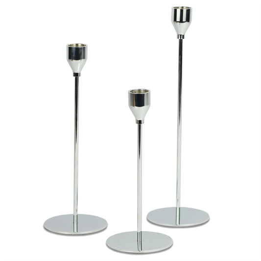 Tulip Candlesticks - Set of 3 Silver | M&W	