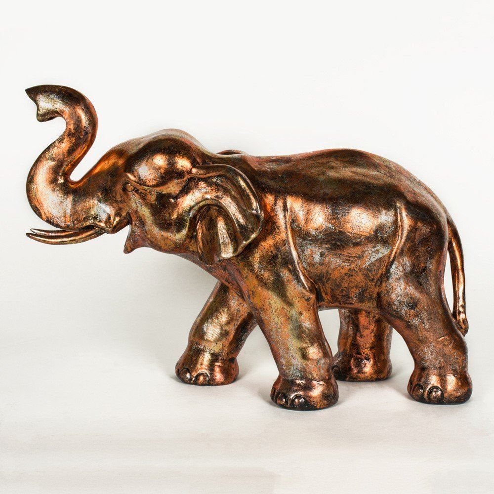 Artisan Copper Finish Large Elephant Figurine