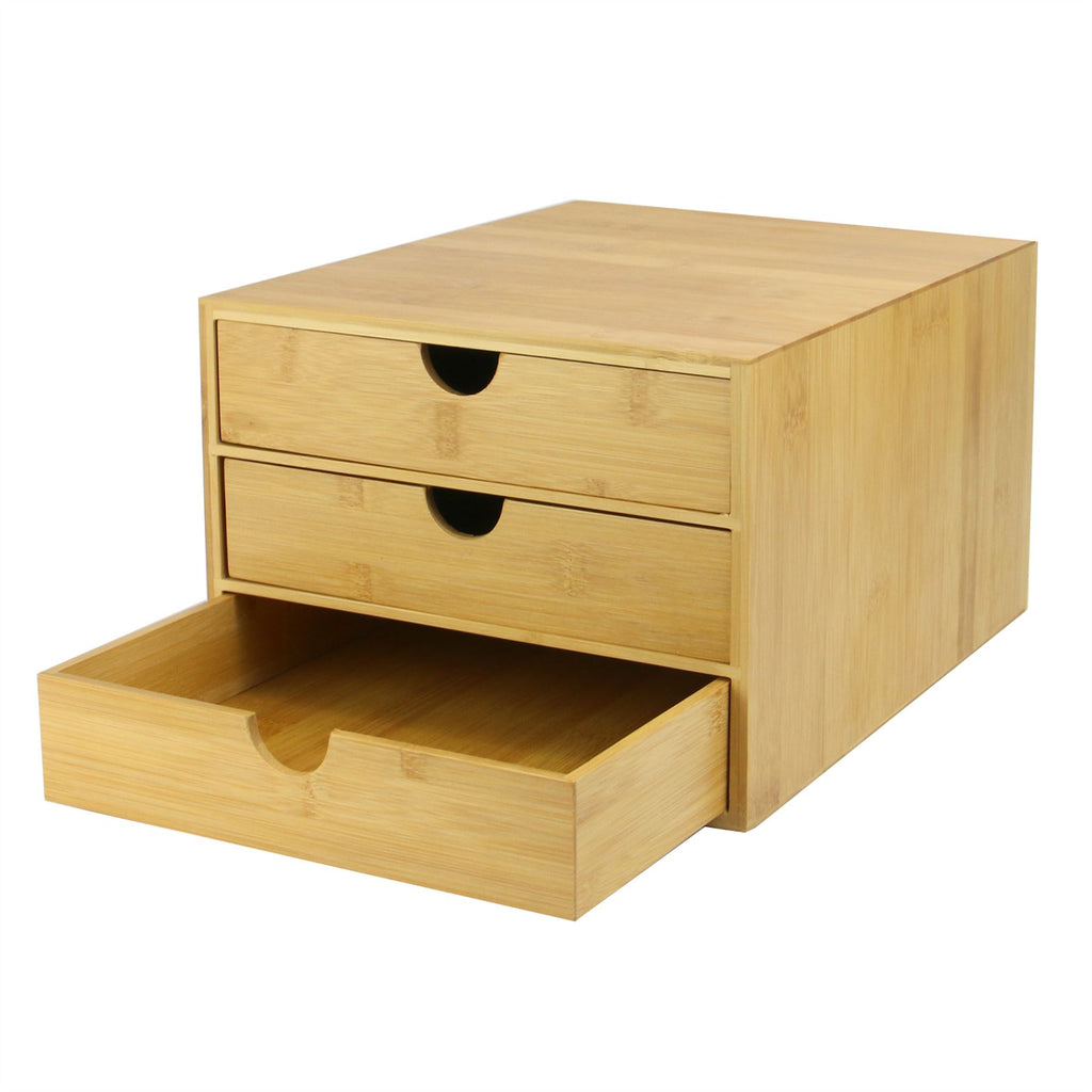 Bamboo Desktop 3 Drawer Organiser | Slim Opening | M&W	