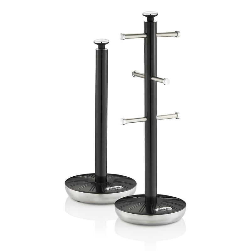 Swan Retro Black Towel Pole and Mug Set	
