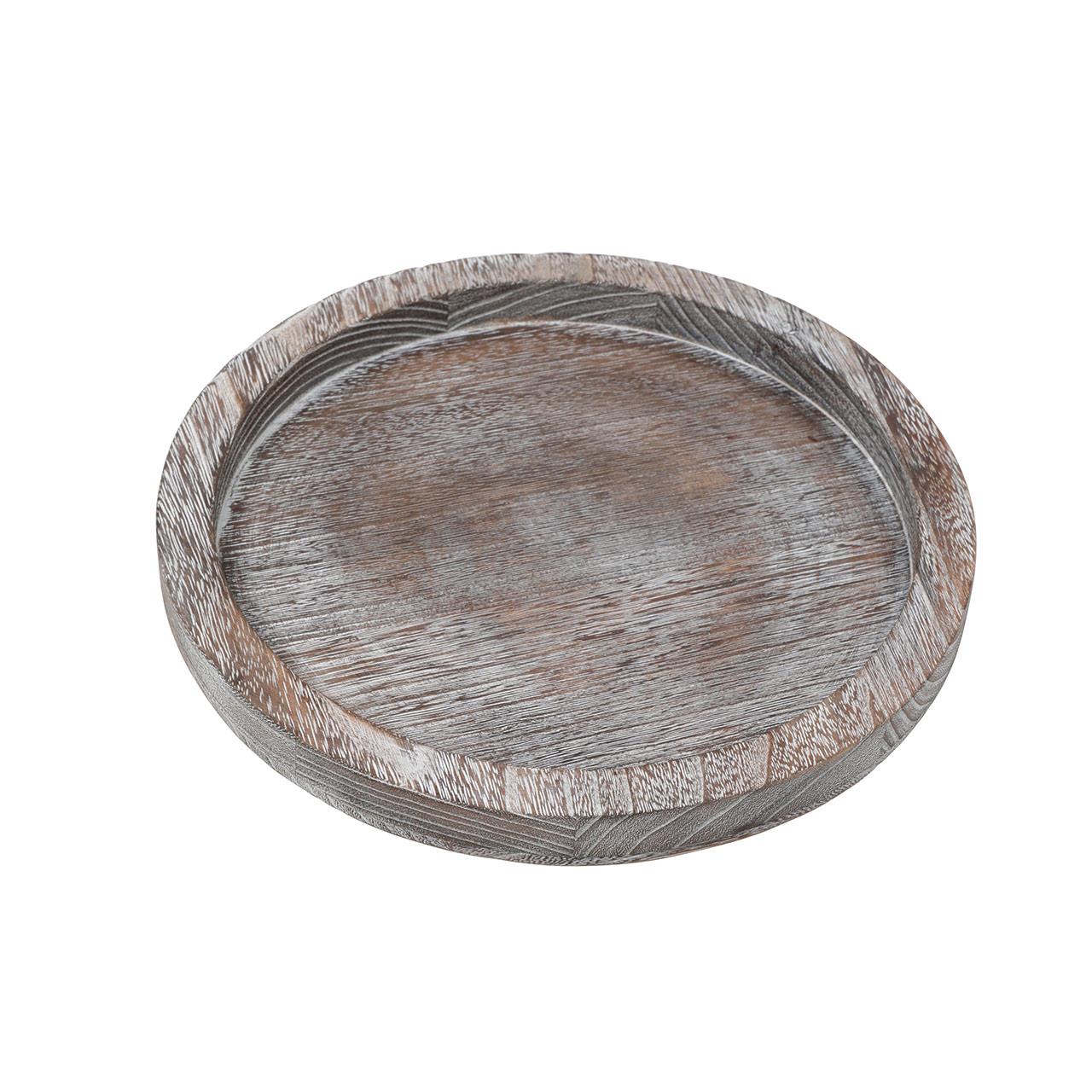 Round Paulownia Wood Serving Tray | M&W	