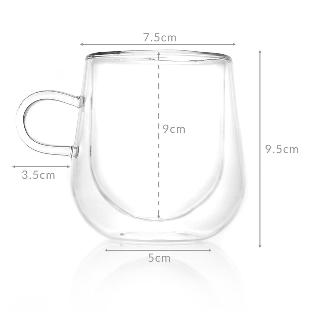 Double Walled 275ml Coffee Glasses with Handles - Set of 2 | M&W	