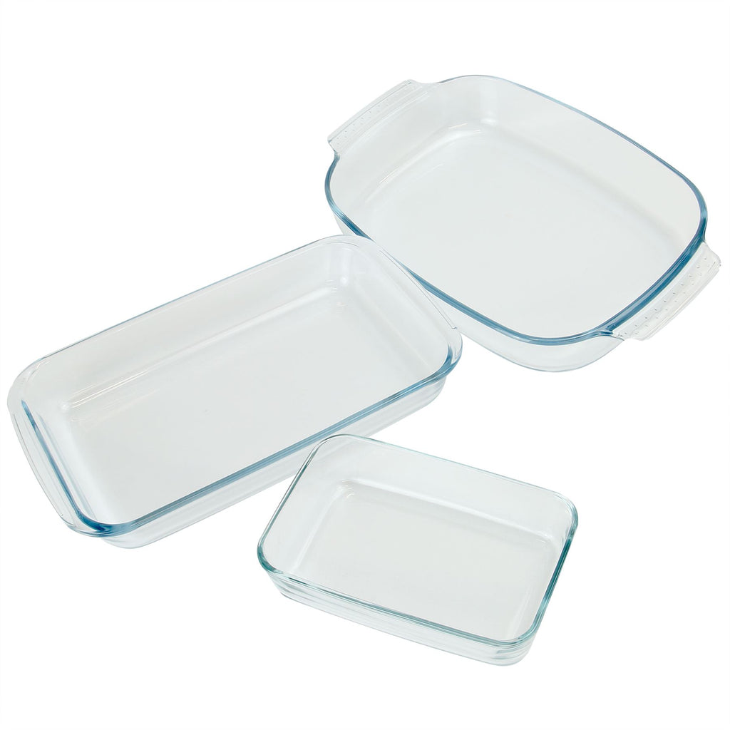 Glass Roasting & Baking Oven Dishes - Set of 3 | M&W	