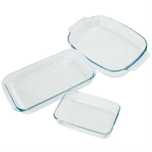Glass Roasting & Baking Oven Dishes - Set of 3 | M&W	