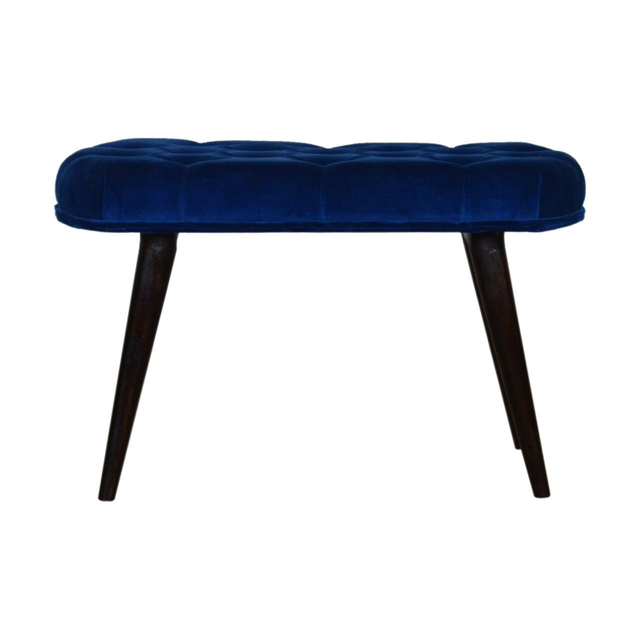Artisan Royal Blue Cotton Velvet Deep Button Bench